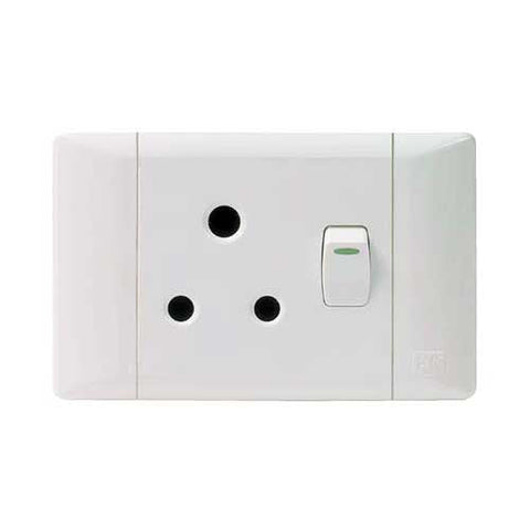 CBi PVC Single Switched Socket Horizontal 2 x 4